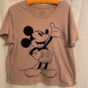 Disney Mickey Mouse Tan Women’s T-shirt with Velvet print.